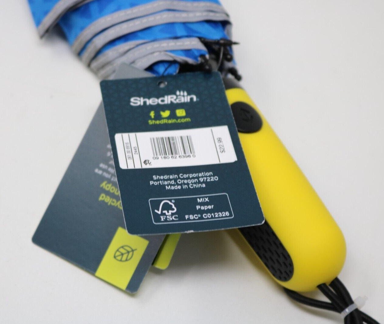 ShedRain Active Sport Compact Umbrella 47” Canopy Blue NWT