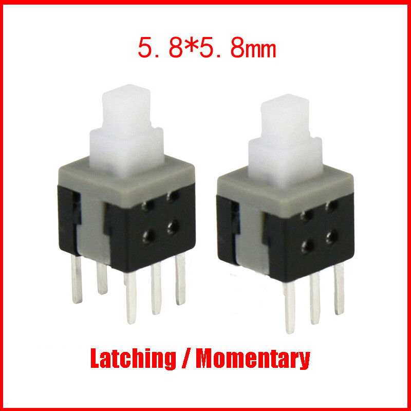 Tact Tactile Push Button Switches 5.8*5.8mm PCB Latching Momentary Lock 3 6 Pin