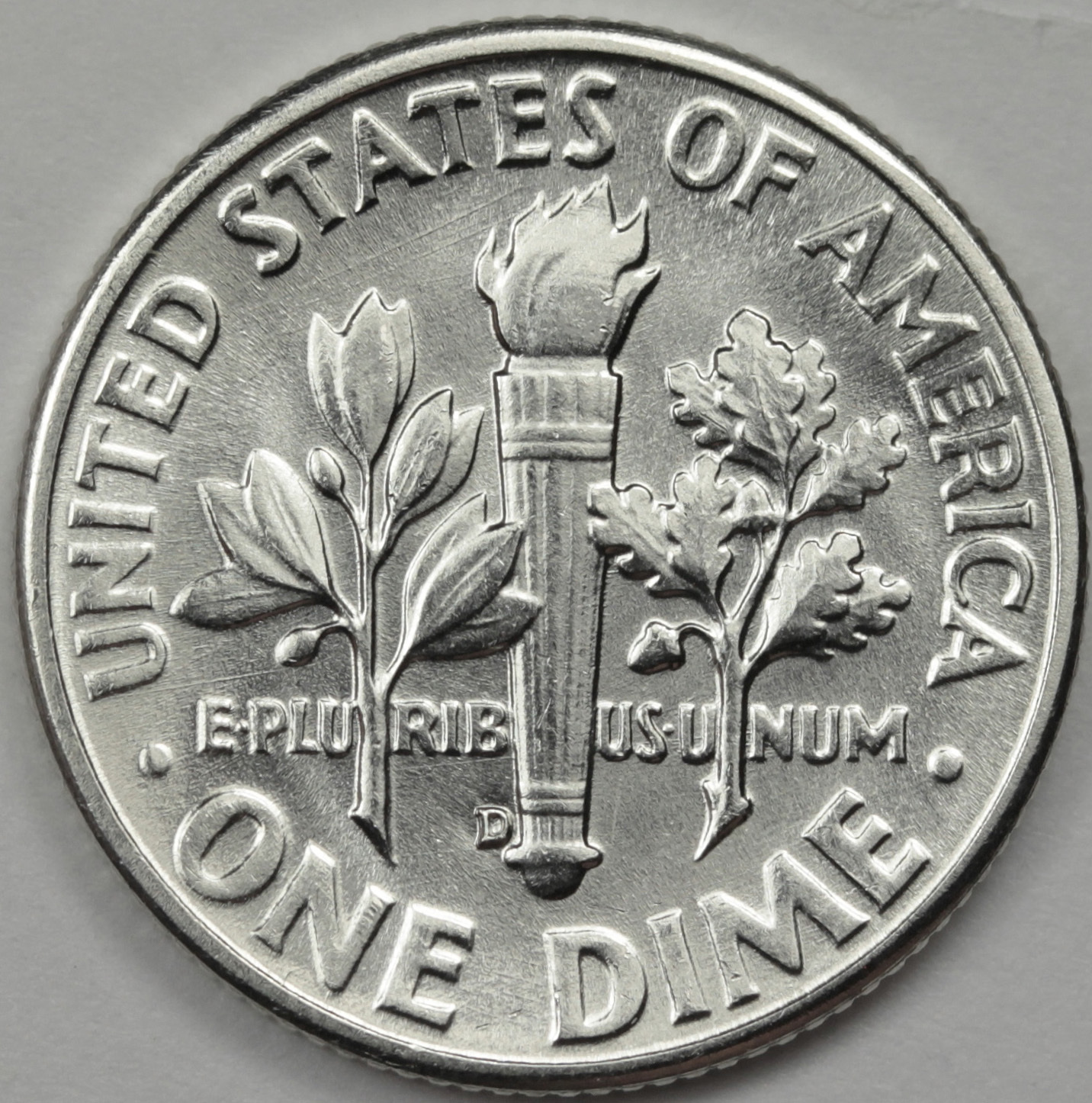 1955-d Roosevelt Dime. Fully Separated Horizontal Torch Lines. BU Inventory G