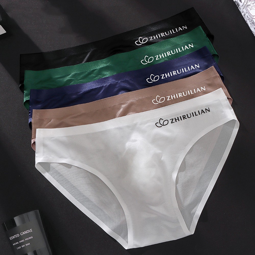 Men's Sexy Ultra Thin Briefs Ice Silk Transparent Low Waist Breathable Underwear