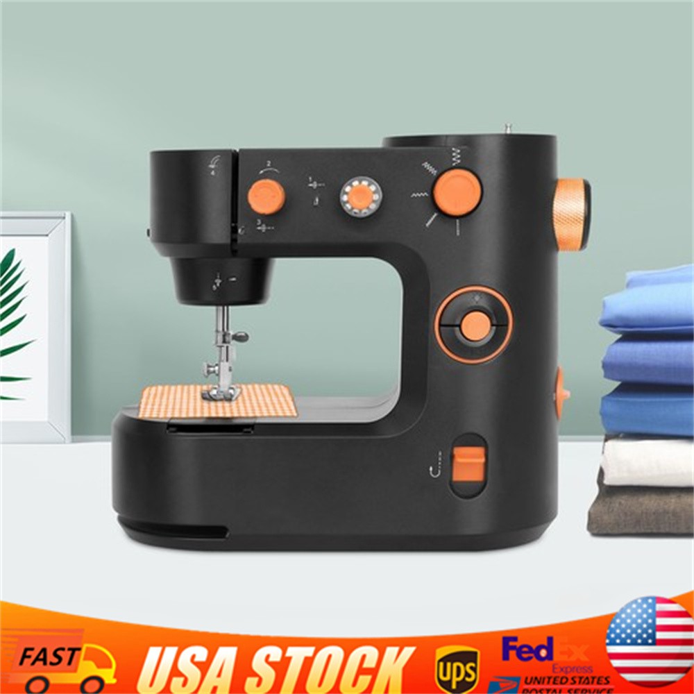 Black Mini Sewing Machine for Beginner Dual Speed Portable Sewing Machine