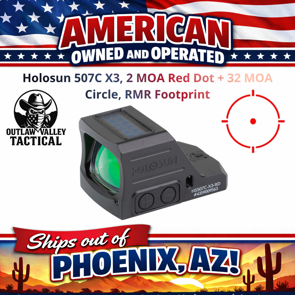 Holosun 507C X3, 2 MOA Red Dot + 32 MOA Circle, RMR Footprint