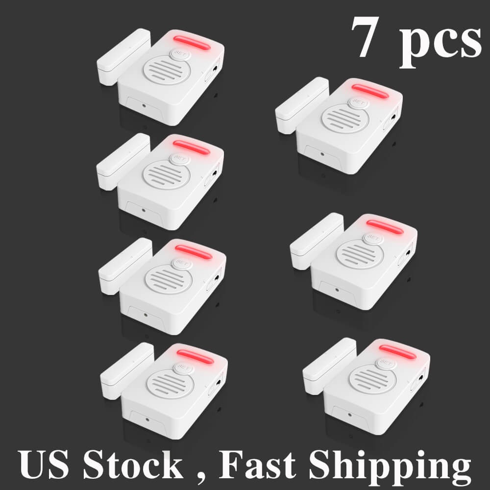 Wireless Voice Alarm Doorbell Door Windows Reminder 90dB 3-Level Volume Kid 7PCS
