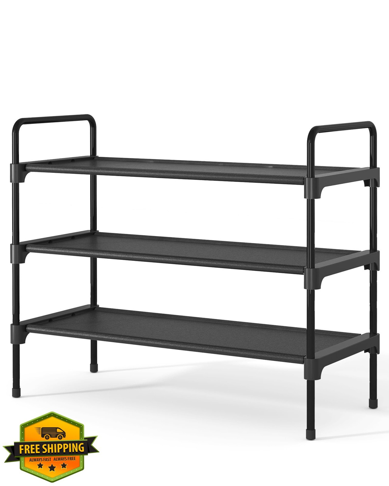Kitsure Shoe Rack Black 27.6" Wide Entryway Storage