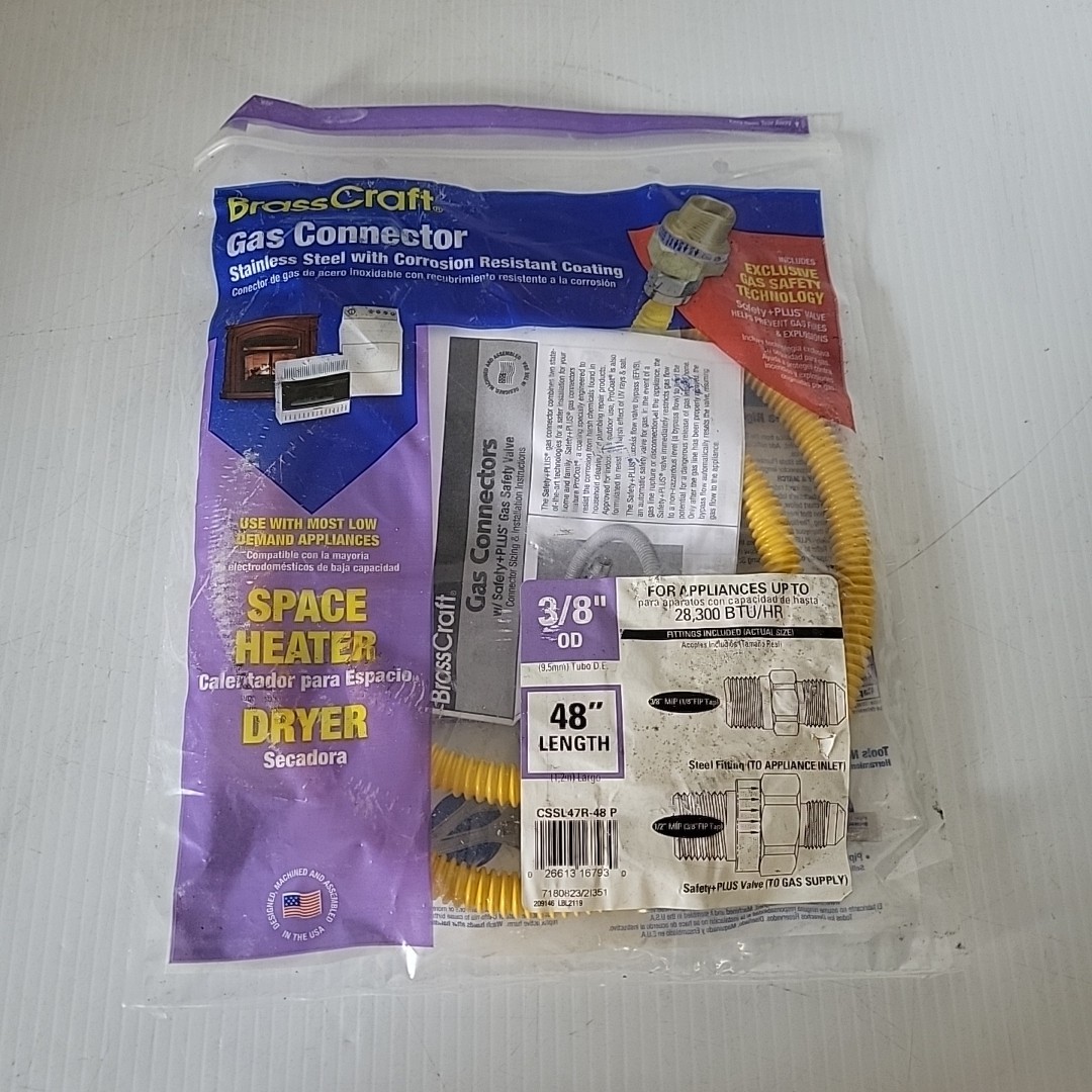 BrassCraft ProCoat 3/8 in. Flare X 1/2 in. D FIP 48 in. Stainless Steel Gas Conn