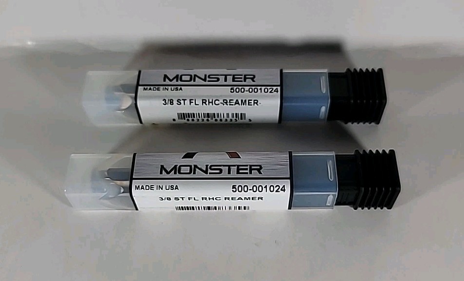 Lot of 2 Monster 3/8" ST FL RHC Reamers 500-001024 - Made in USA - New