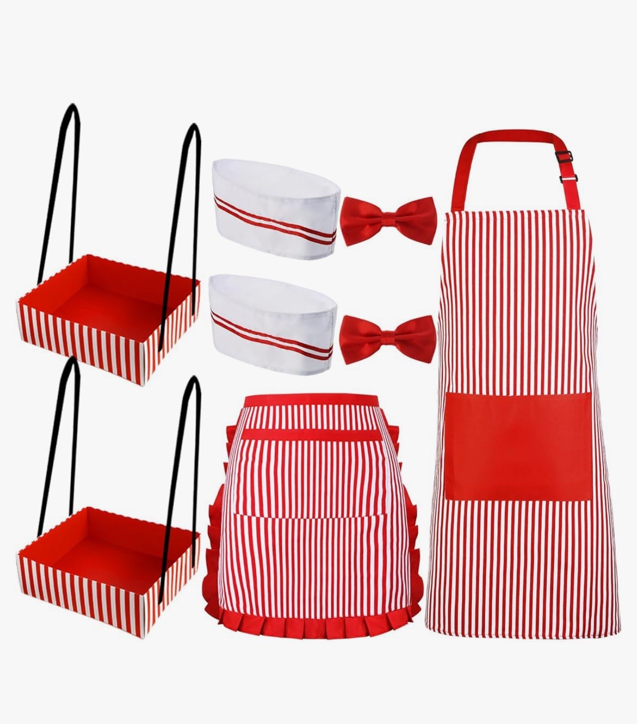 Cosplay couple Waiter Costume Kit Circus Soda Jerk Popcorn Hot Dog Costume
