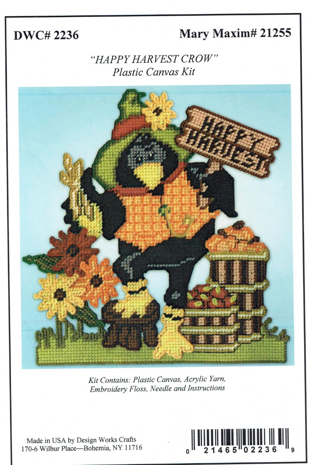 HAPPY HARVEST CROW HANGING  7ct plastic canvas PATTERN (#TF0317)
