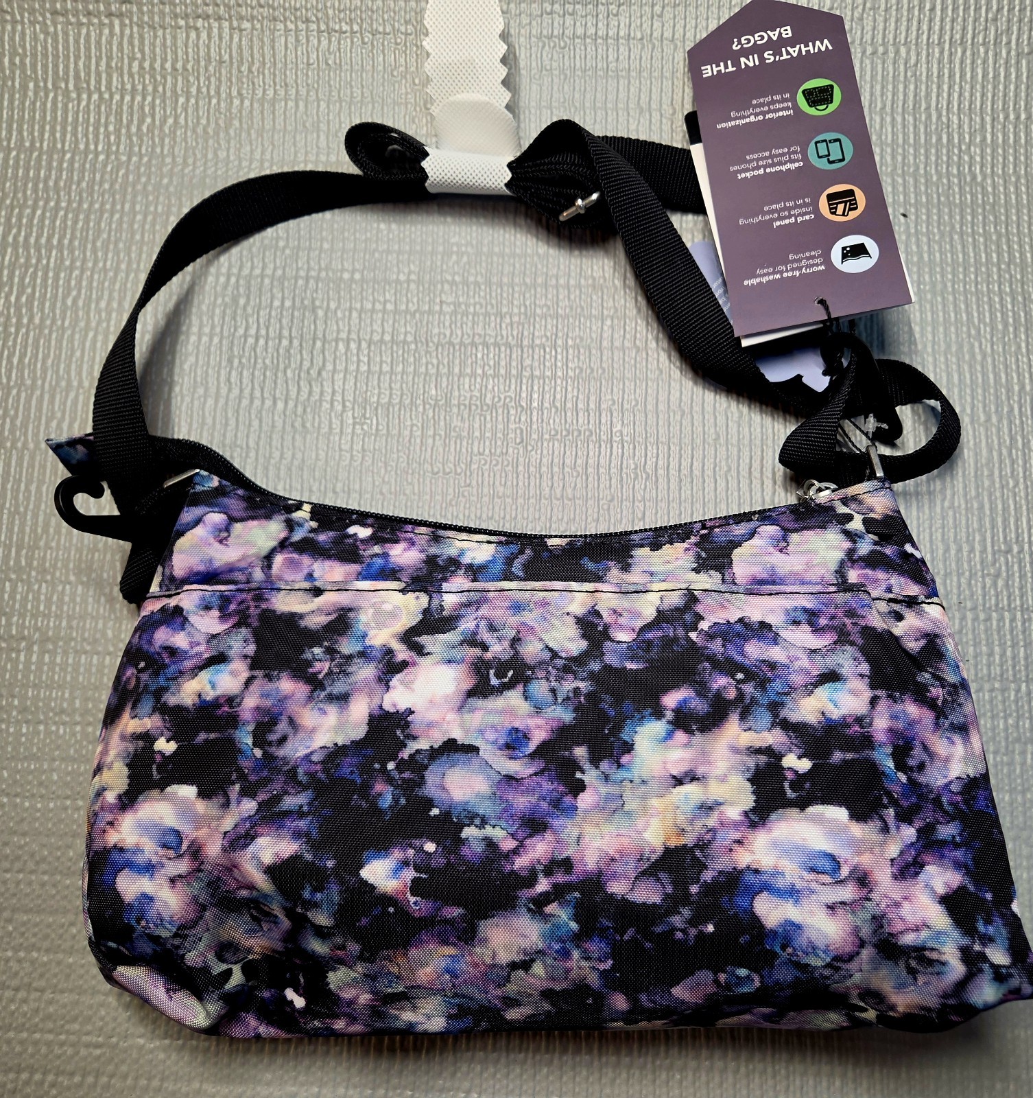 Baggallini Original Everyday Bag "New" Crossbody, Dark Garden Watercolor