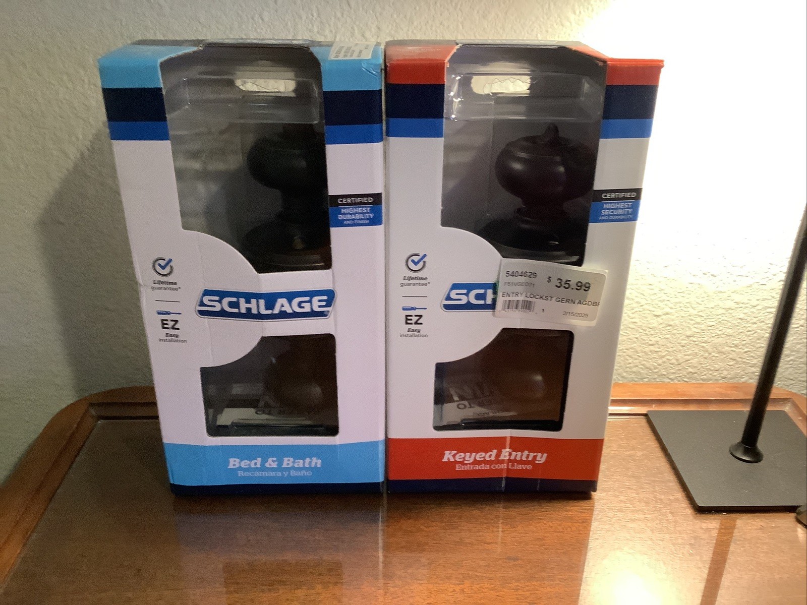 Schlage Knob Set Bronze Bed Bath Privacy + Keyed Entry Lock NEW 2 Pack