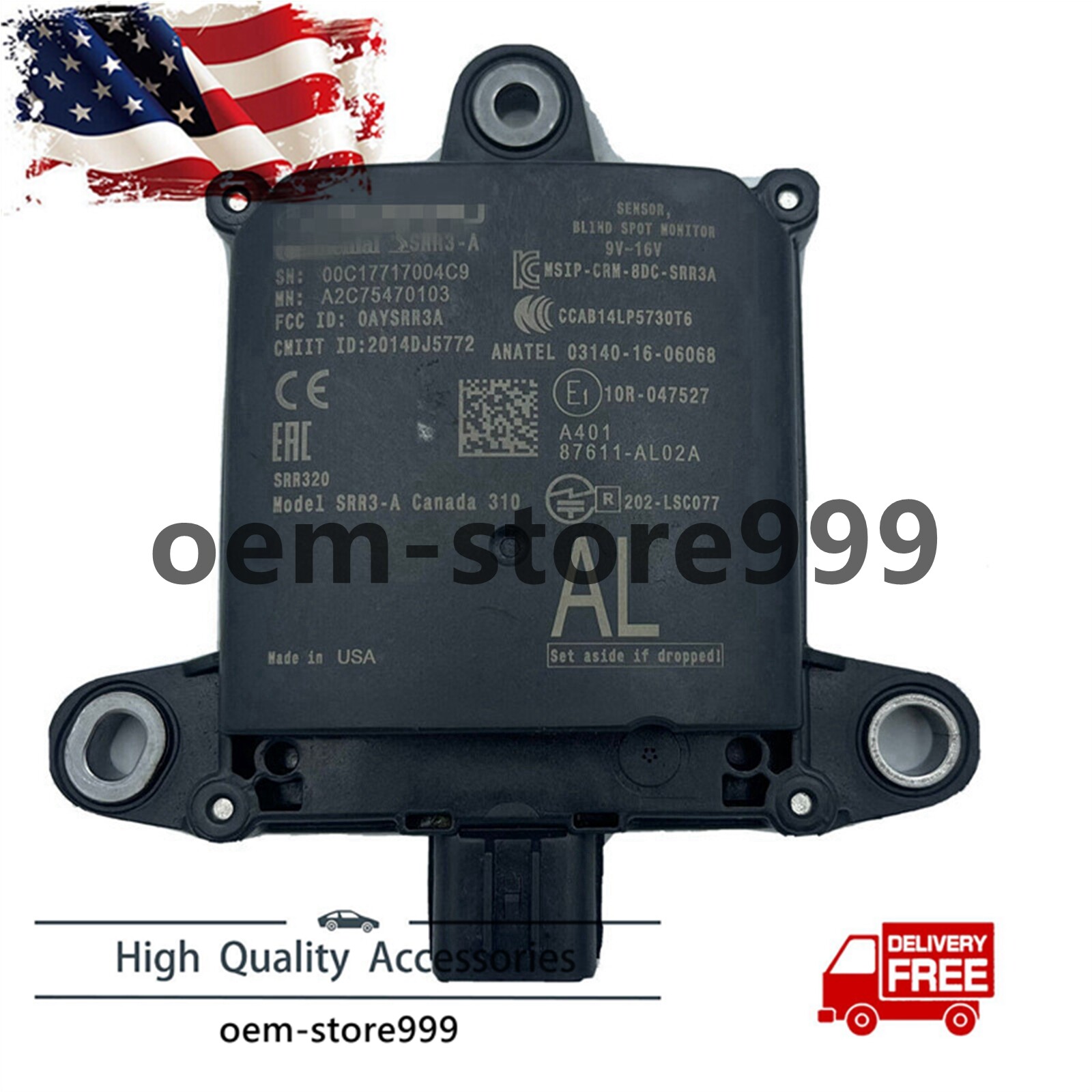 OEM Rear Blind Spot Alert Sensor Module For 2018 2019 Subaru Outback 87611-AL02C