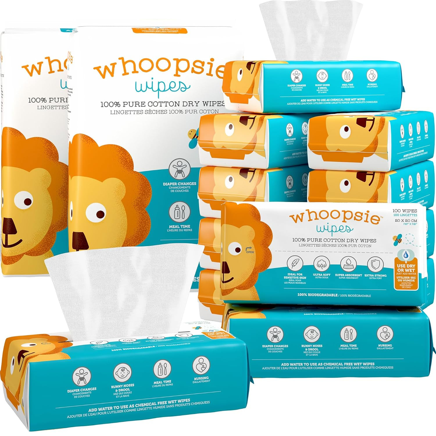 – the Original 100% Pure Cotton Dry Baby Wipes – Ultra Soft, Unscented, Chemical
