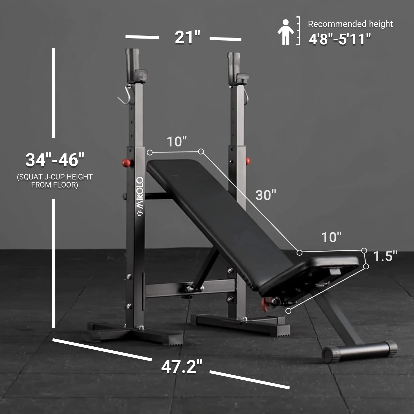 Adjustable Weight Bench, 660LBS Foldable Bench Press with Squat Rack, Multi-Func