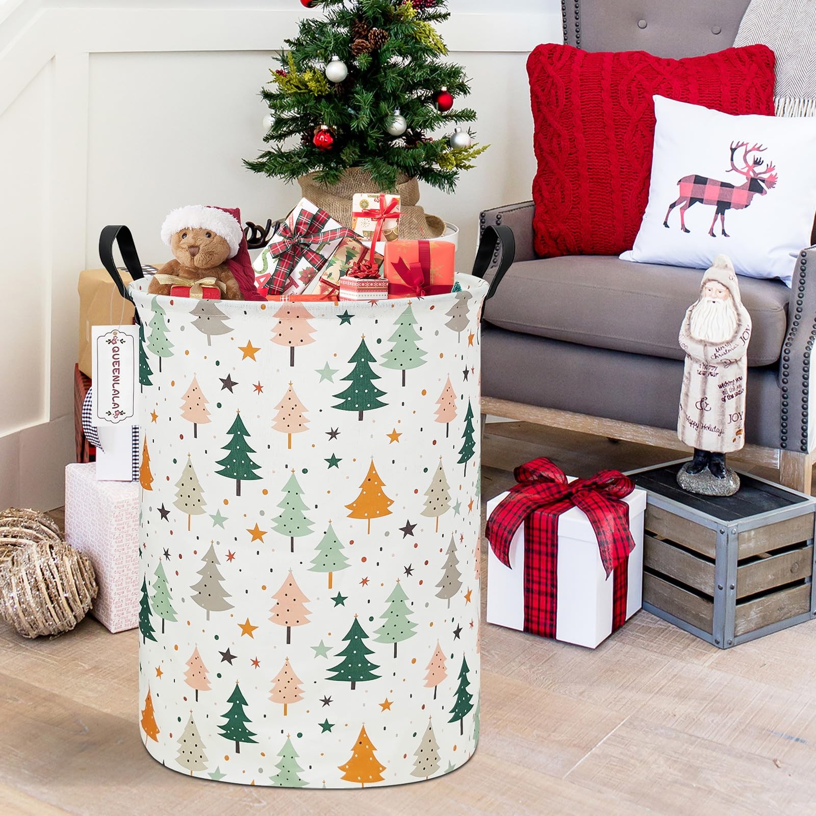 QUEENLALA storage basket, pine tree, 19.7"H
