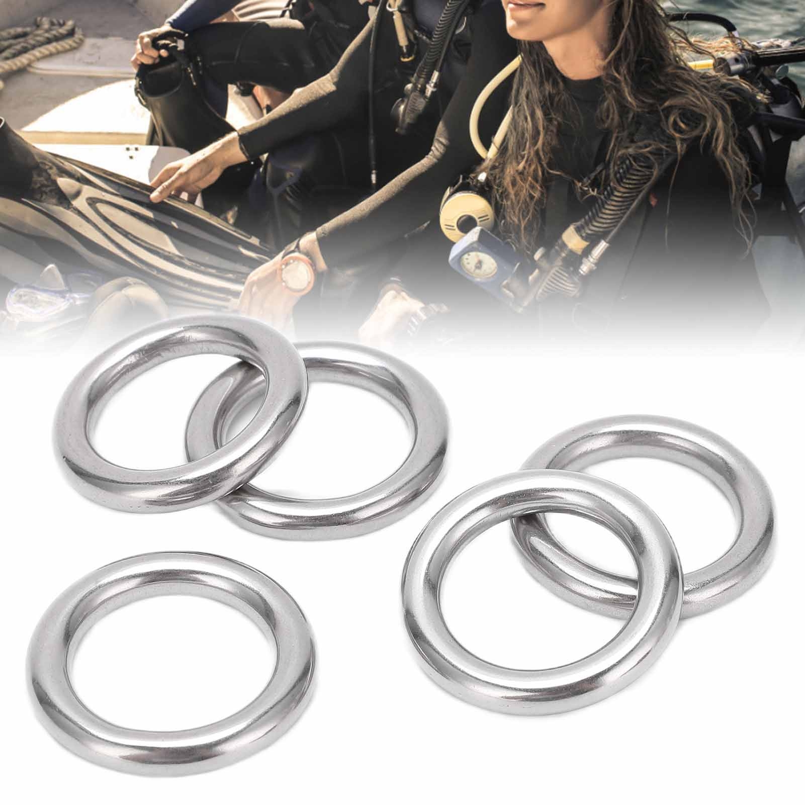 (6x25mm)5pcs Boat Round Rings Stainless Steel 304 Seamless Welded O Type CH