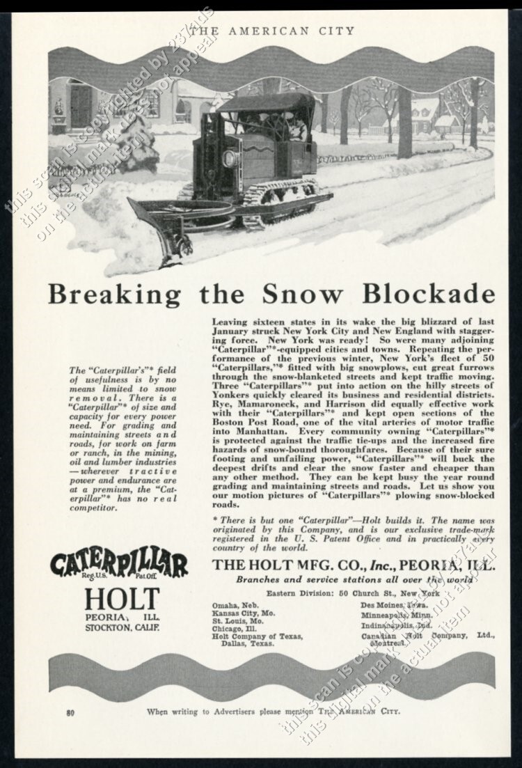 1922 Holt CAT Caterpillar tractor photo vintage trade print ad