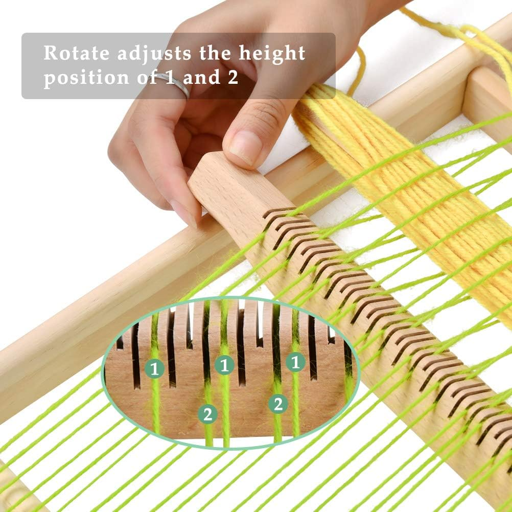 FOCCTS Wooden Multi-Craft Weaving Loom Large Frame 9.84 X 15.35 X 1.3Inch, Tapes