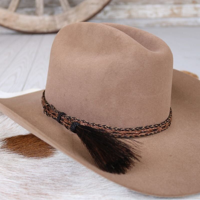 Braided Horsehair Hat Band for Western Cowboy Hats, Fits All Styles - Sundown
