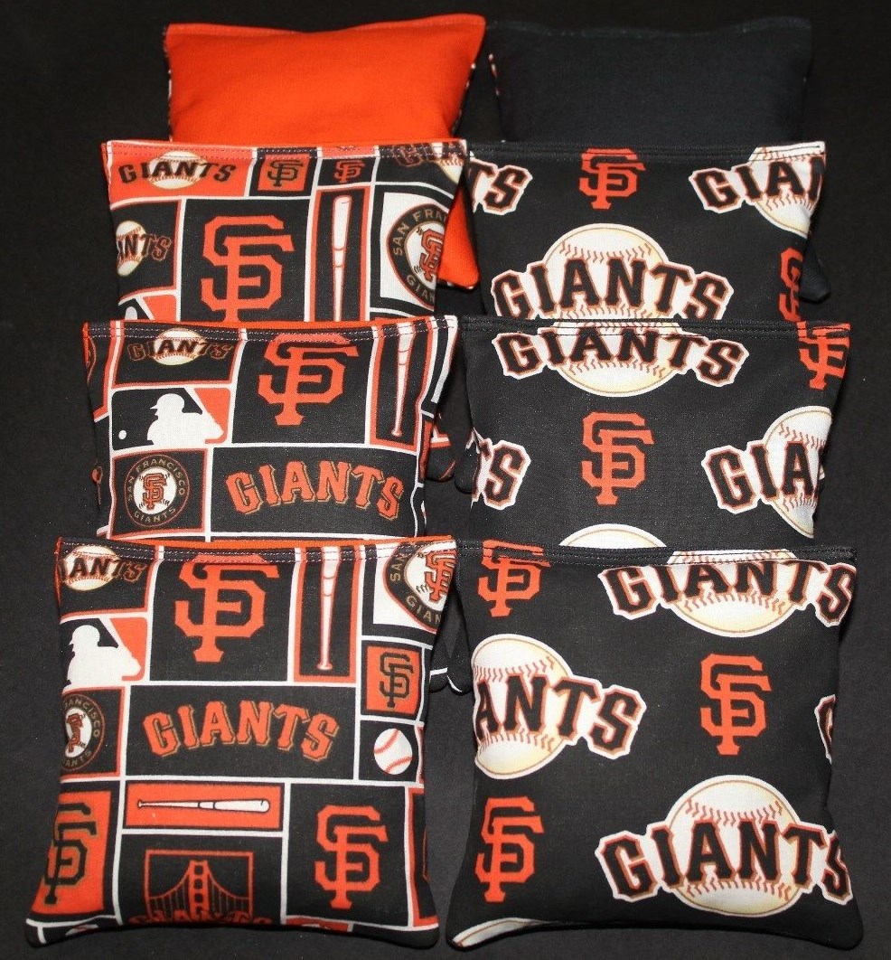 CORNHOLE BEAN BAGS made w San Francisco Giants Fabric 8 ACA Regulation BAGS