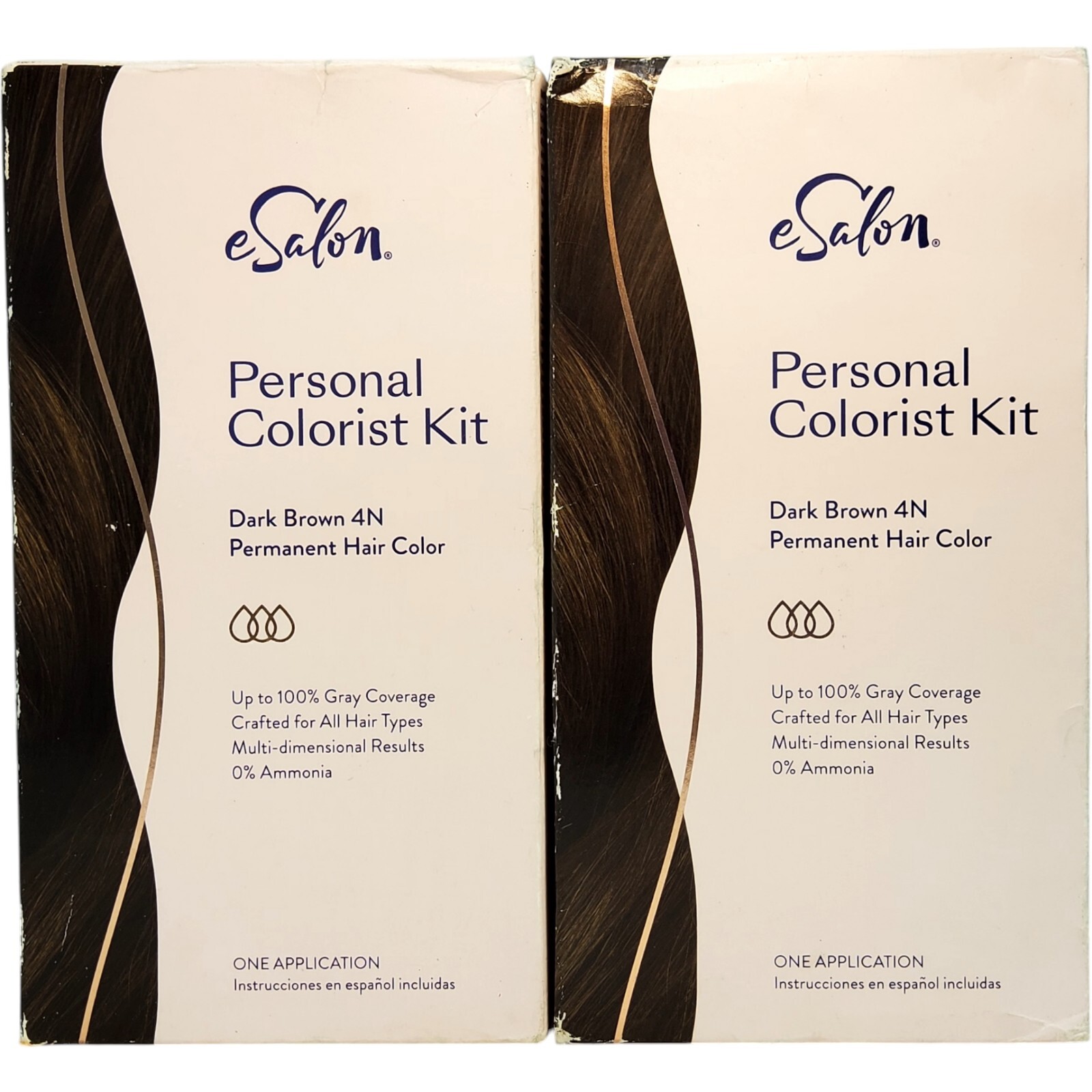 2 eSalon Personal Colorist Kit 4N Dark Brown Permanent Hair Color Lot Of 2