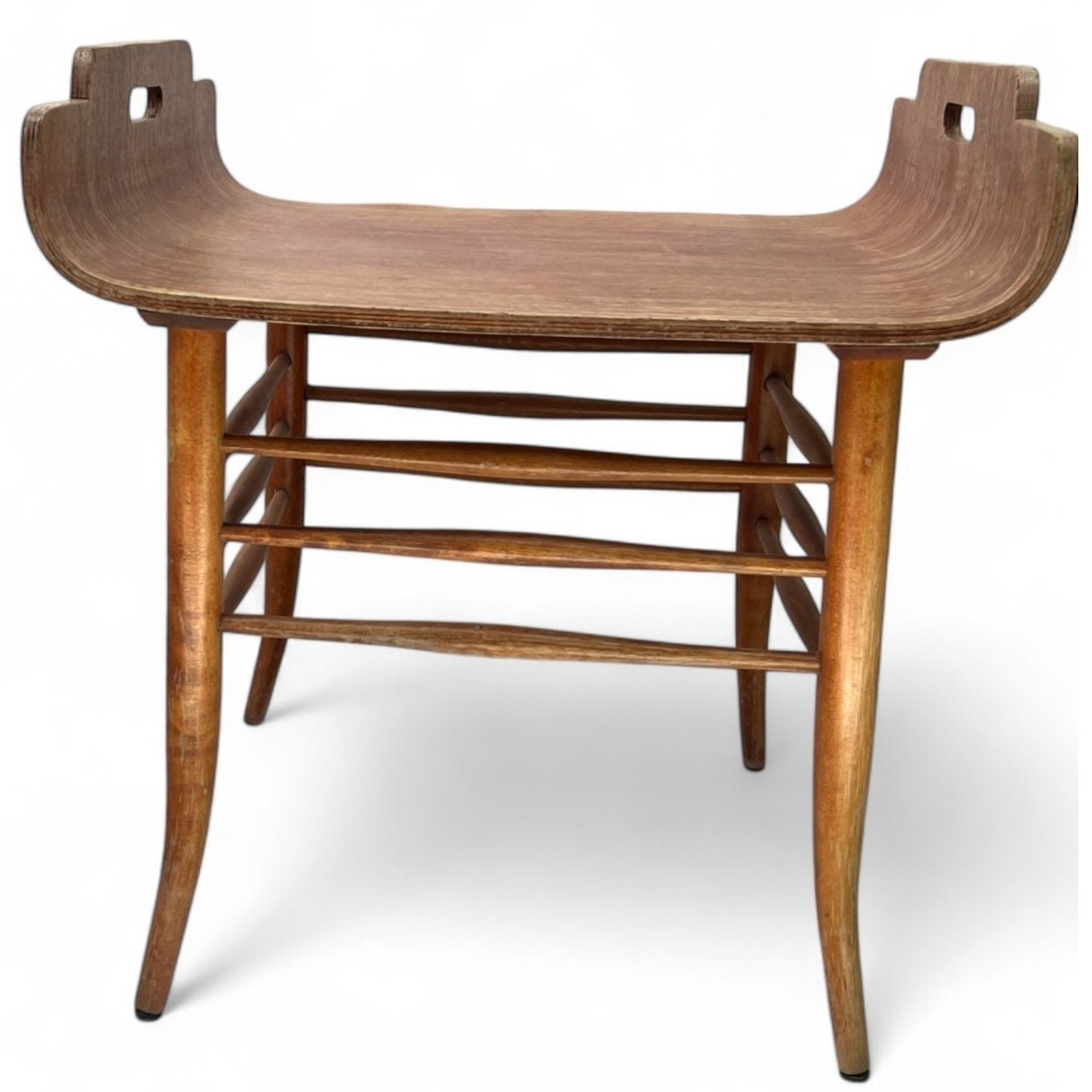 Bent Wood Stool Bench Accent Tray Ottoman Table Birdseye Maple Vanity Bench MCM