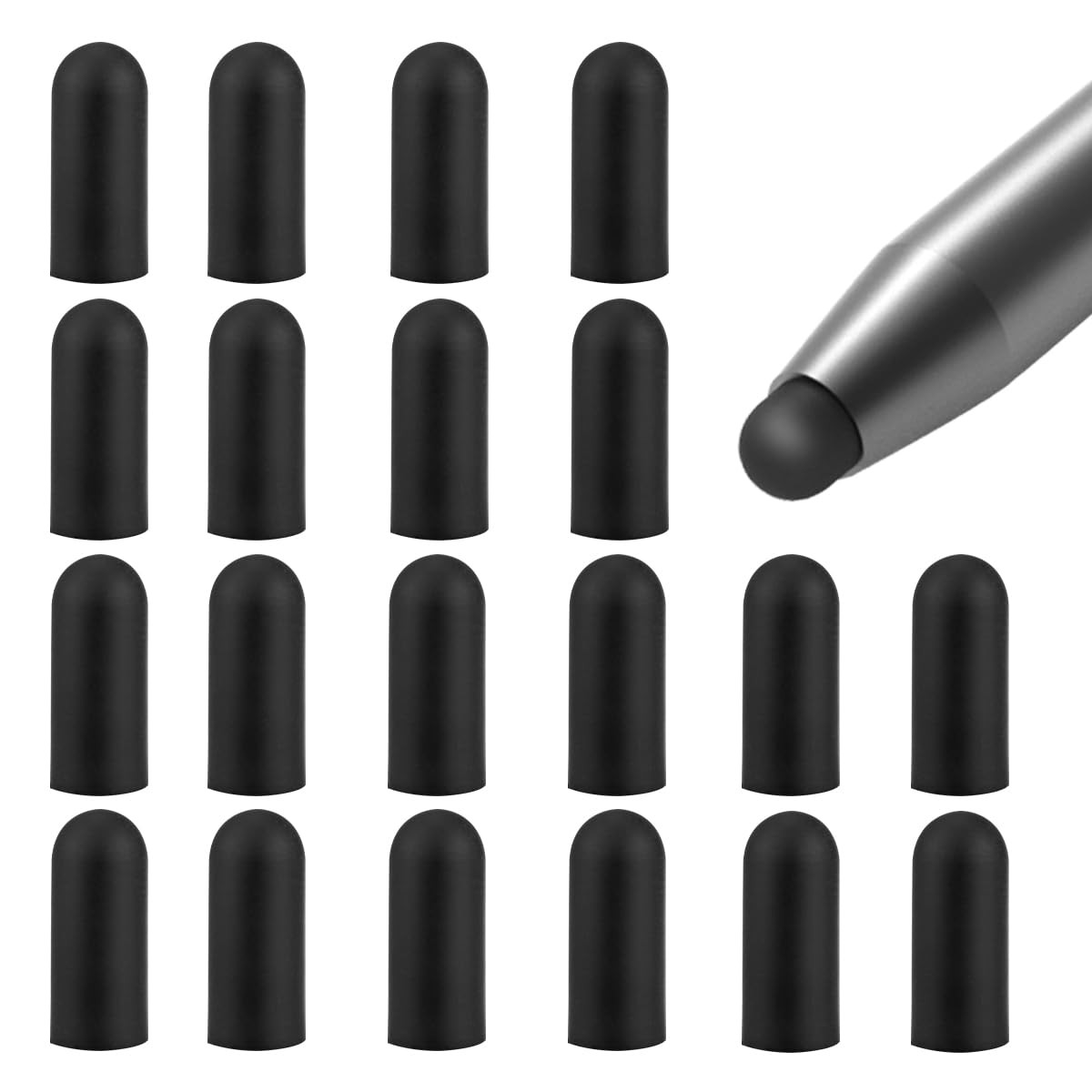 20Pcs Tips Silicone Rubber Touch Screen Pens Tips for Touch Pen (9 * 20mm)