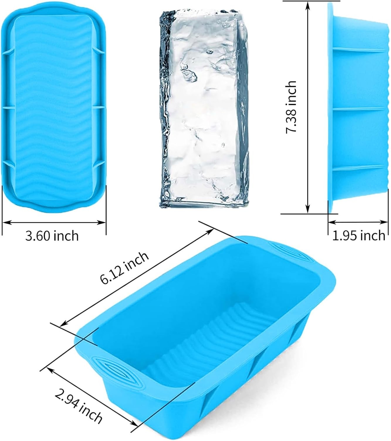 Extra Large Ice Block Mold for Bath, 4 Pack 9.4lb Big Large, Blue