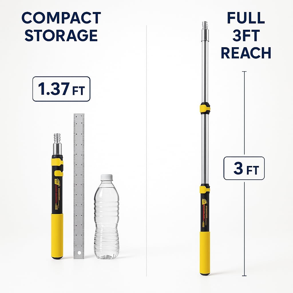 Bates- Extension Pole, 3 Ft Telescoping 3 Ft, Black and Yellow