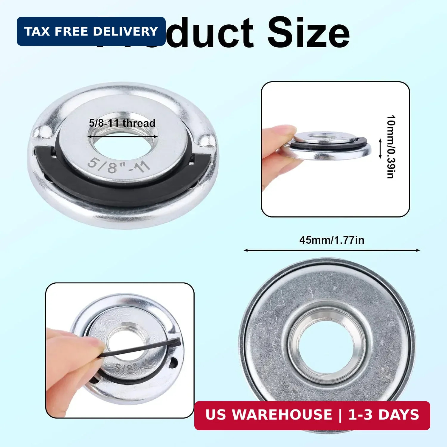 2pcs 5/8"-11 Thread Angle Grinder Flange Nuts, Metal Quick Lock Angle Grinder Nu