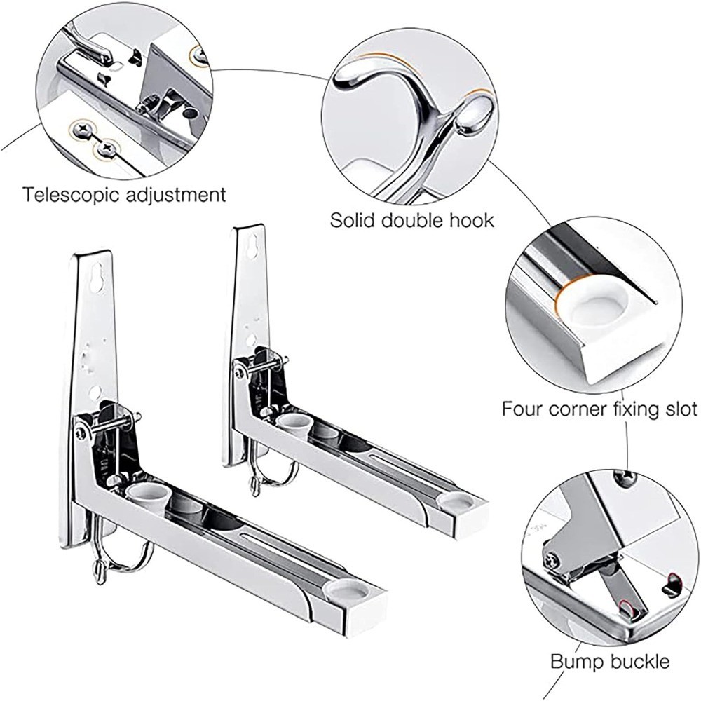 Retractable Foldable Microwave Oven Rack Wall Mounted Stand Holder with
