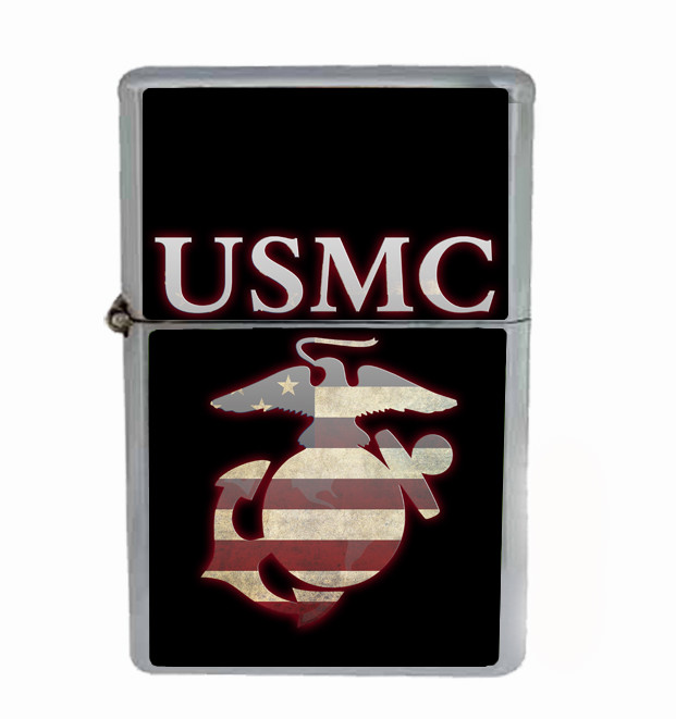Marines Rs1 Flip Top Oil Lighter Wind Resistant