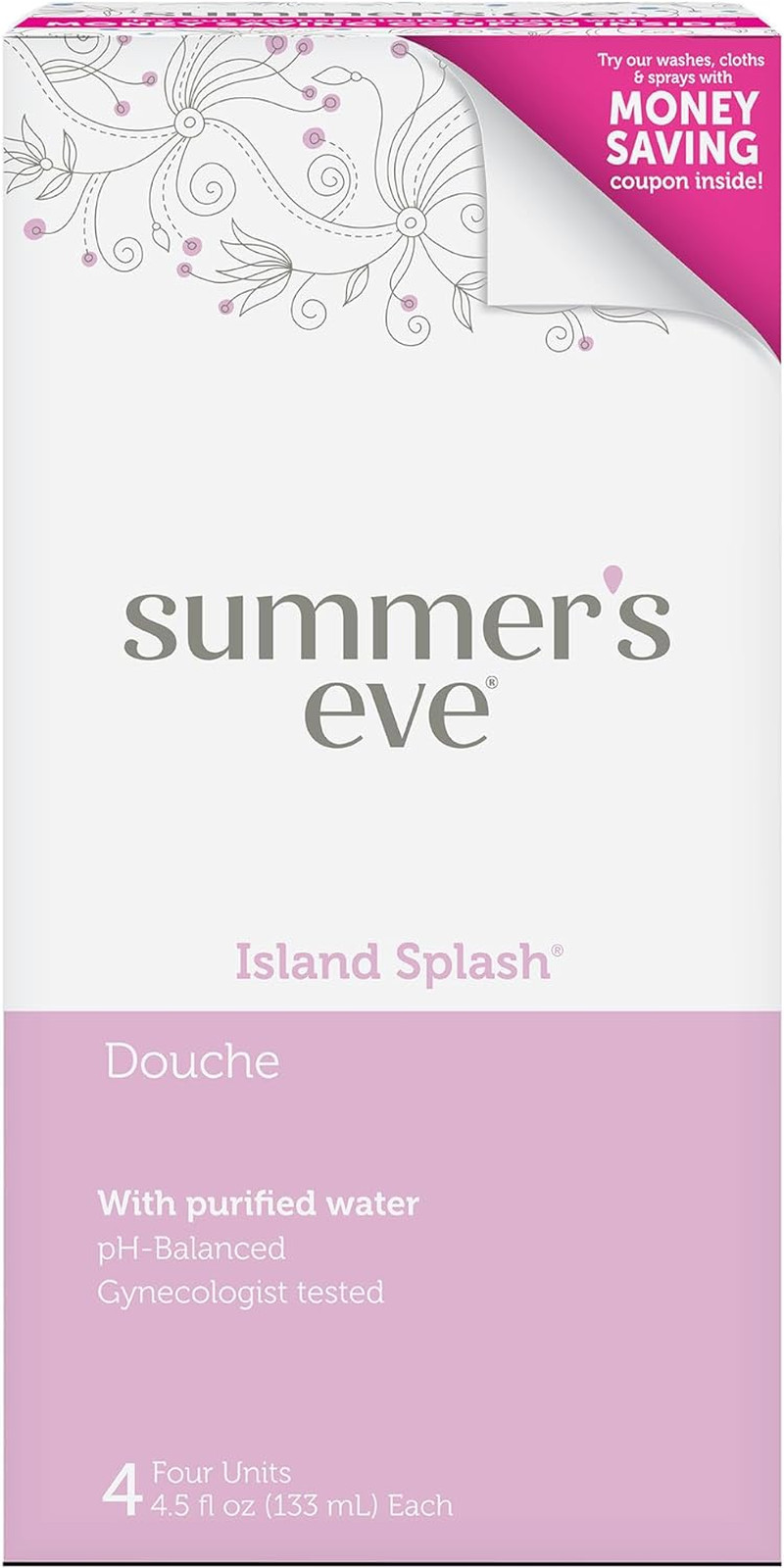 Island Splash Vaginal Douche, 4.5 oz, 4-Count for Odor Control