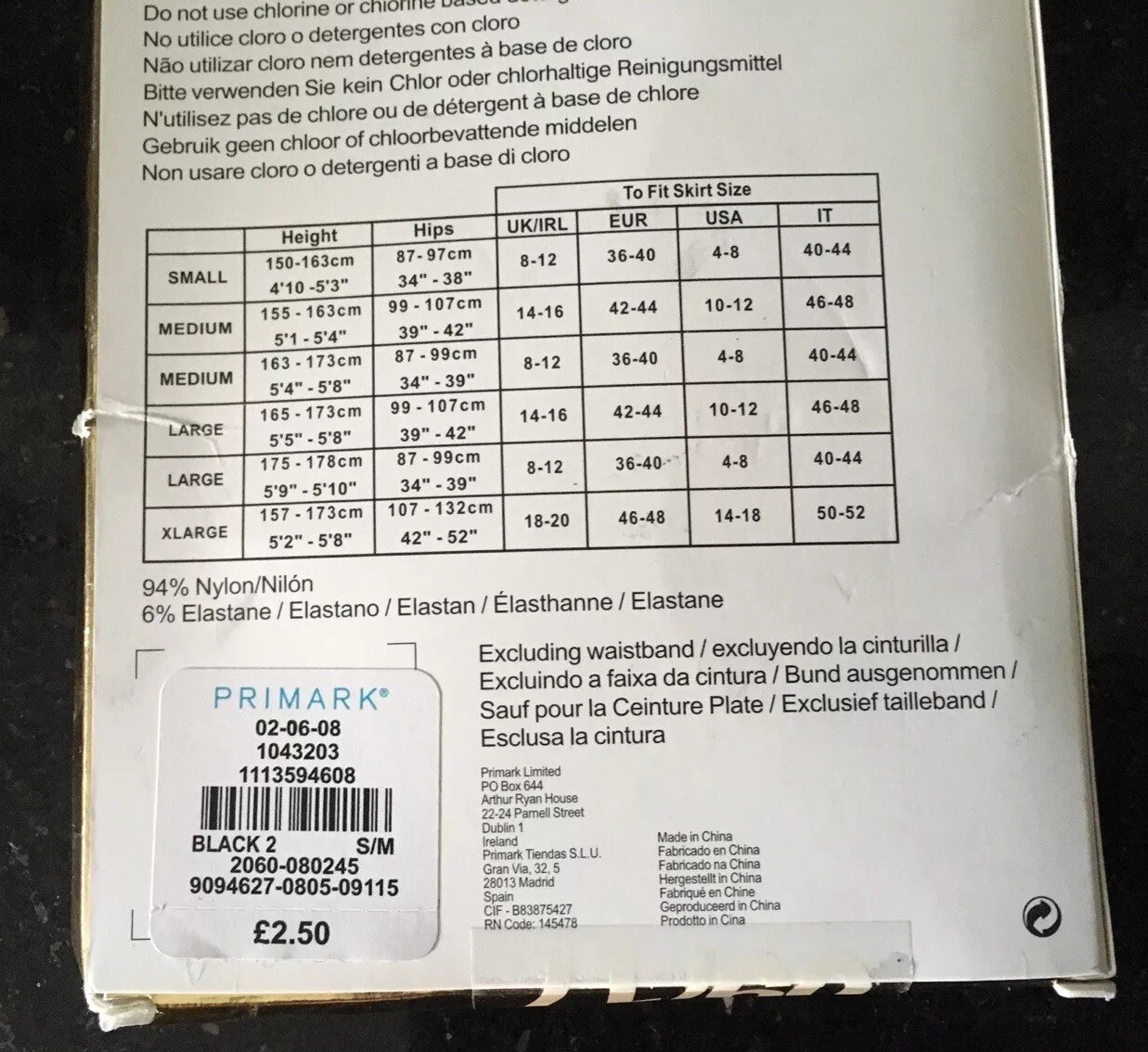 One Pair Primark Fishnet Tights
