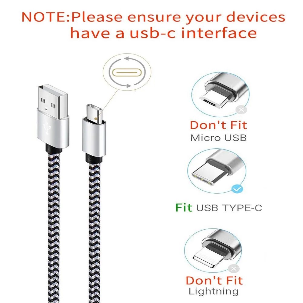 3Pack Braided USB C Type-C Fast Charging Data SYNC Charger Cable Cord 6FT