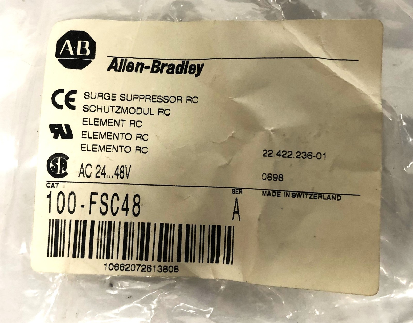 Allen-Bradley AC 24...48V Series A Surge Suppressor 100-FSC48 NOS