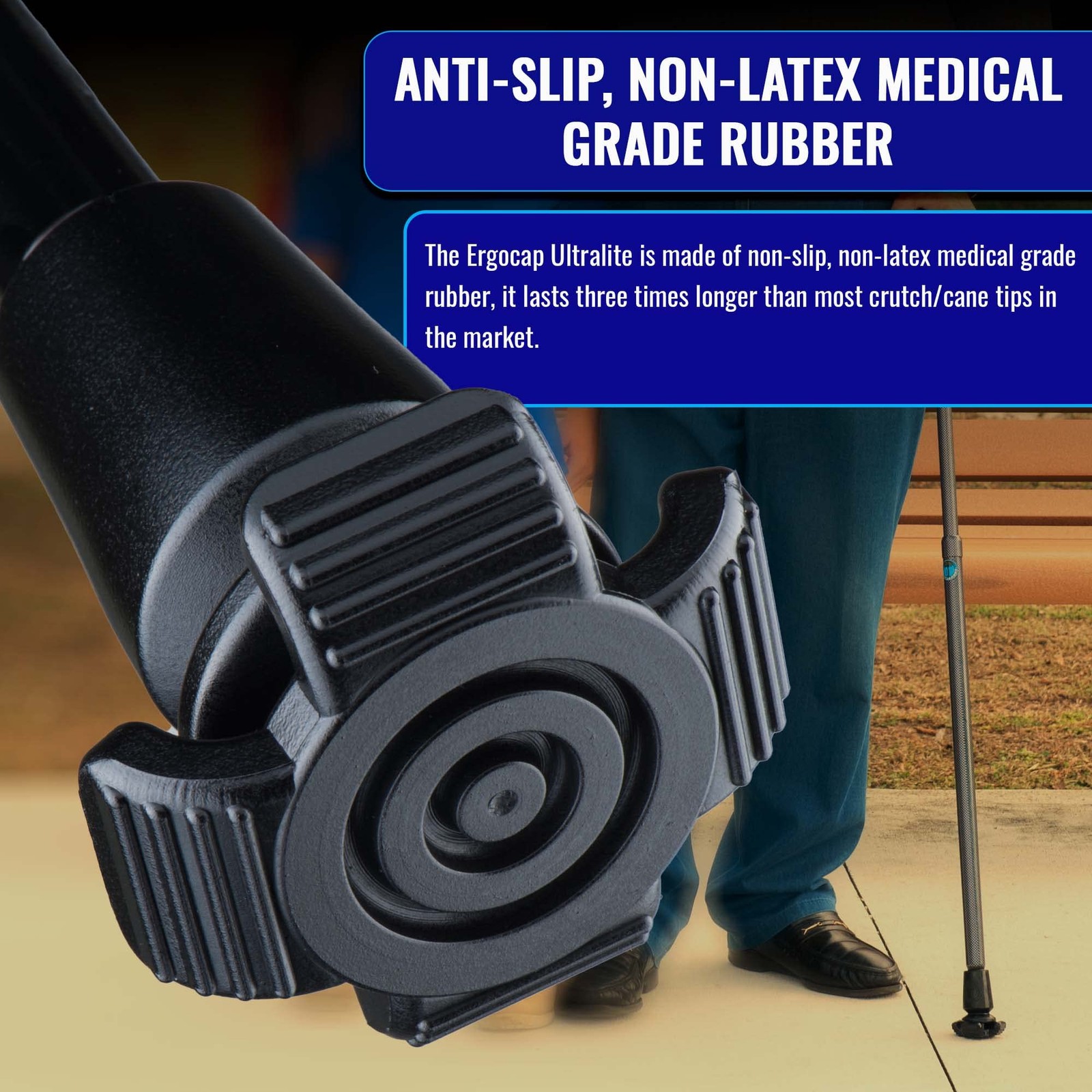 ® Ultralite Crutch/Cane Rubber Tip - Rubber Foot Pad for Canes/Crutches - Sta...