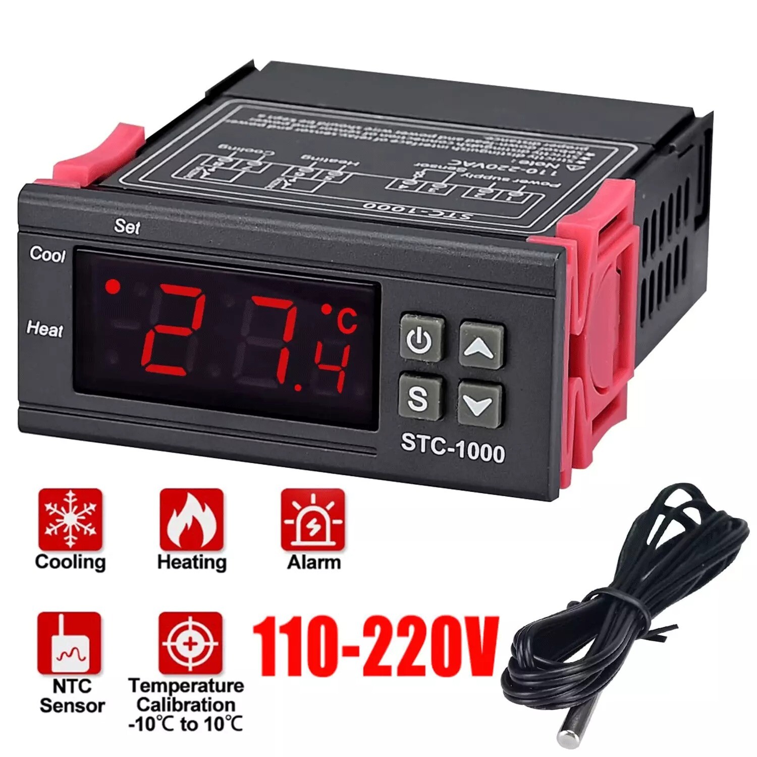 AC 110V Universal STC-1000 Digital Temperature Controller Thermostat w/ Sensor