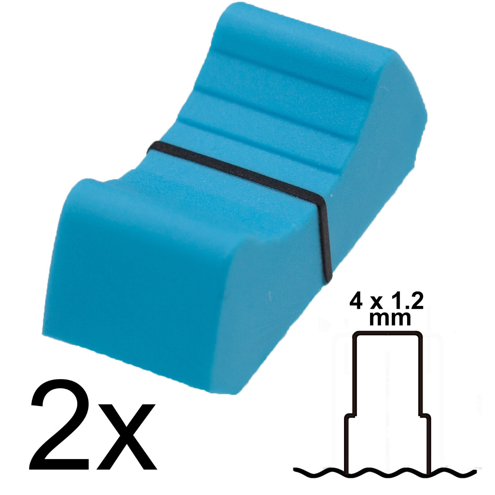 Sifam 2 FADER KNOB caps PALE BLUE fit 4mm slider pot mixer replacement 26x11mm