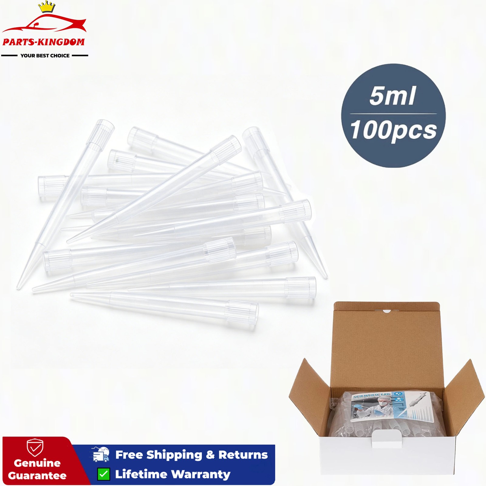 100x Disposable Pipette Tips 5mL Universal Lab Micropipette Tips Autoclavable