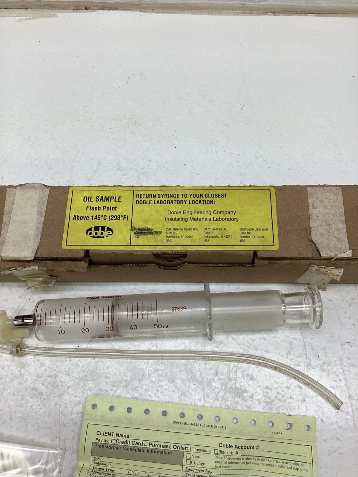 Doble Oil Sample Syringe 50 ml NIB