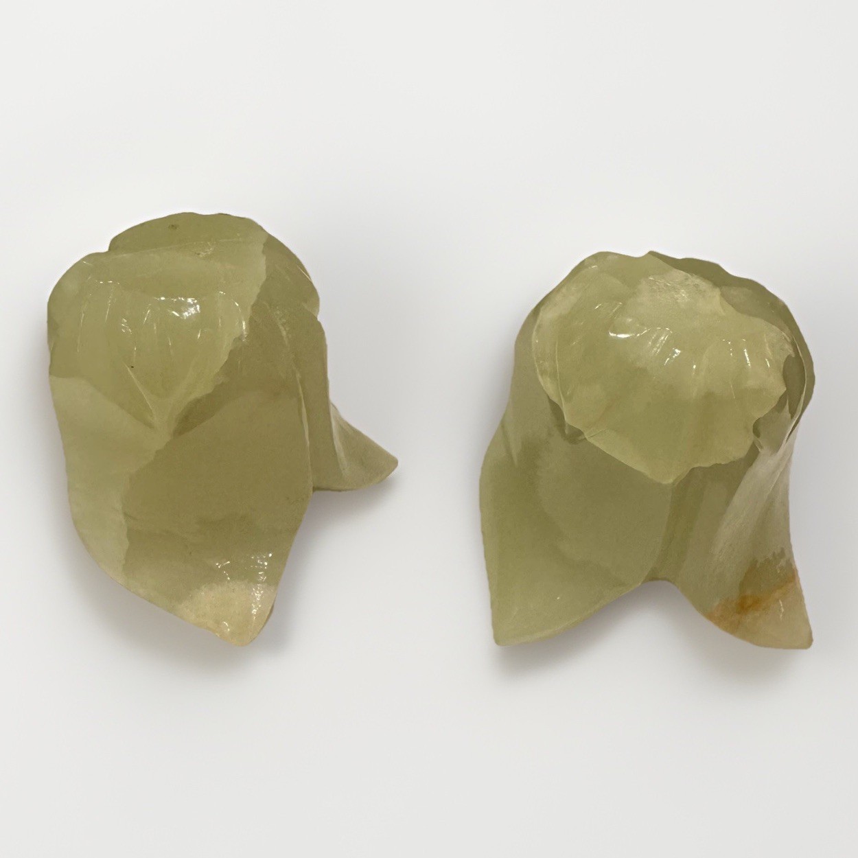 2 Rose Shaped Marble Candle Holders Slag