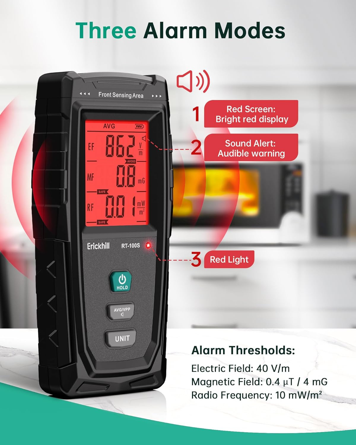 3 in 1 EMF Detector, Electromagnetic Field Radiation Detector for EF, RF, MF,...