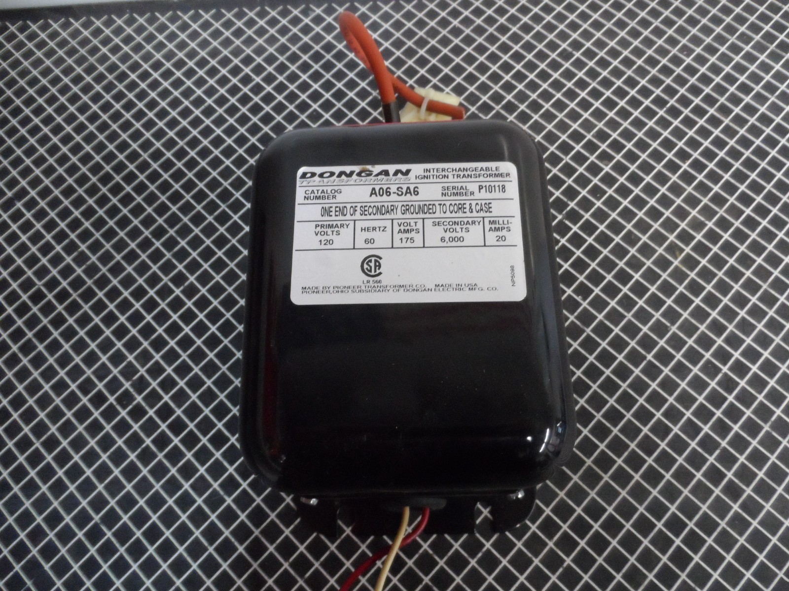 DONGAN A06-SA6 INTERCHANGEABLE IGNITION TRANSFORMER  PR 120V60HZ SEC 6000(26620)