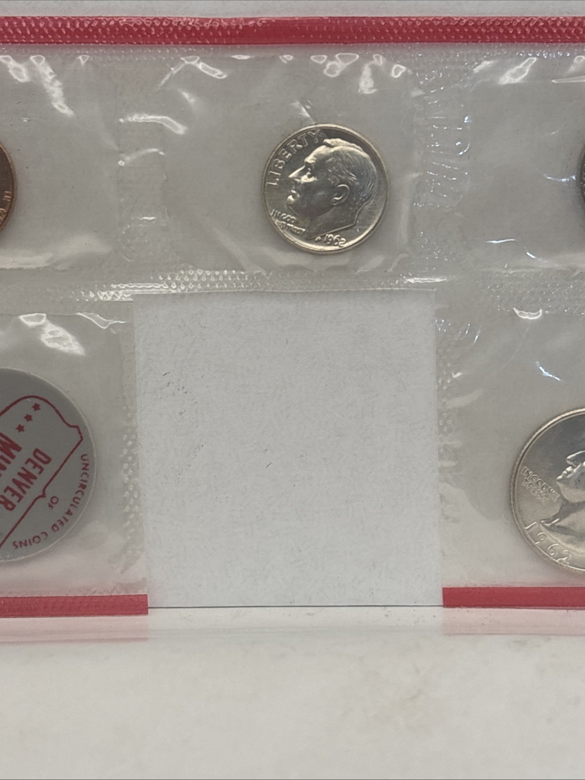 1962 Denver Mint UNCIRCULATED Set Missing Half - 90% silver quarter & dime