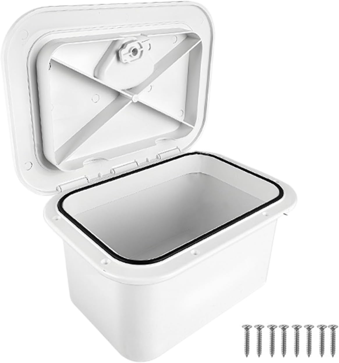 Boat Storage Box, ABS Hard Lockable Fishing Tackle Boxes,White Marine Deck Boxes