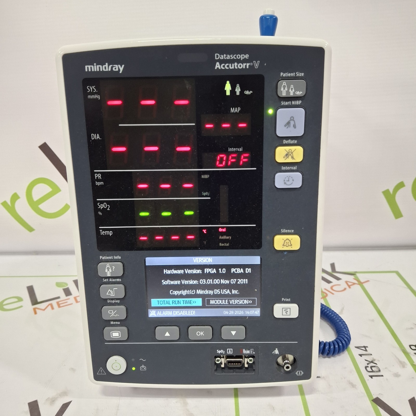 Mindray Datascope Accutorr V Vital Signs Monitor