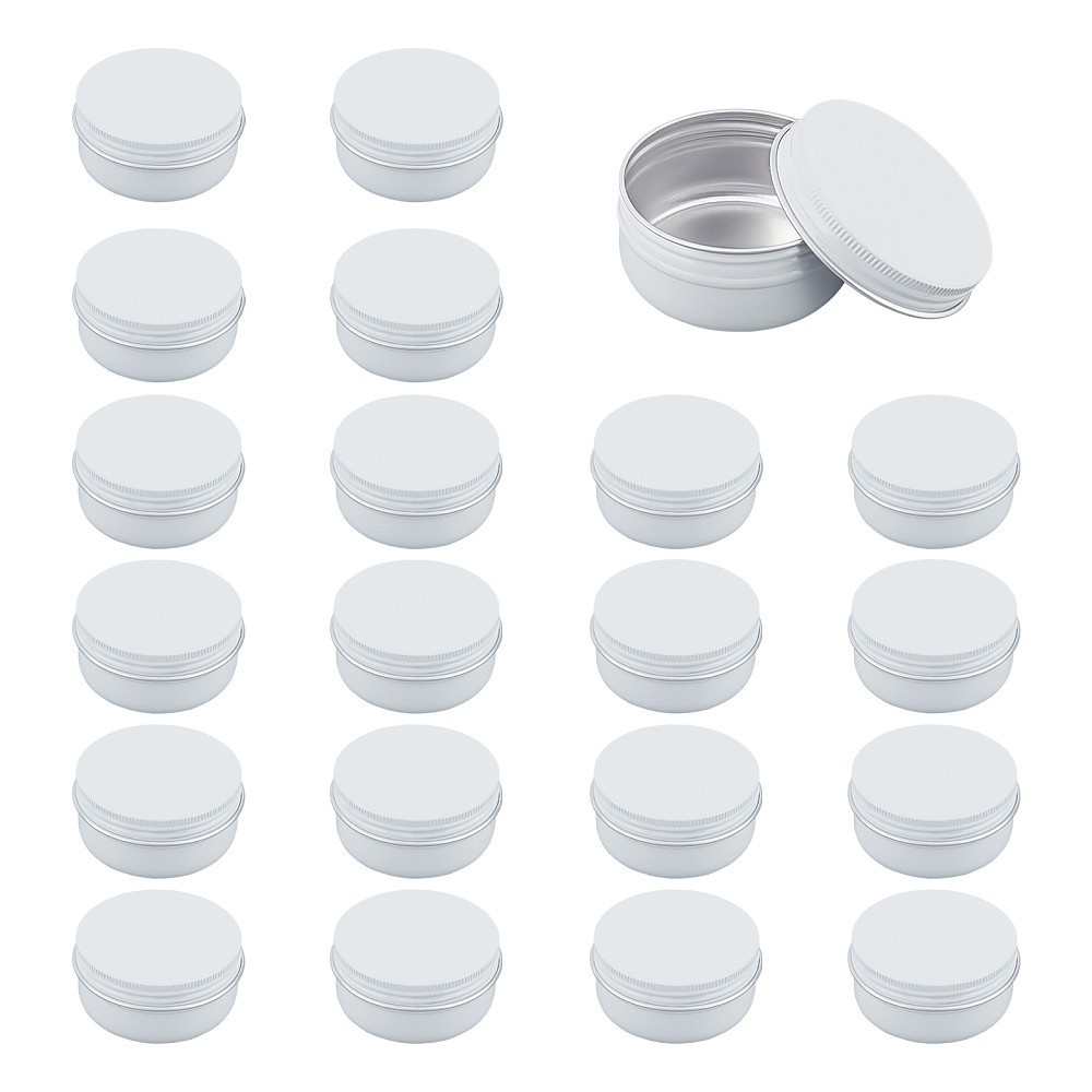 20pcs Round Aluminium Tin Cans Aluminium Jar Storage Containers for Cosmetic