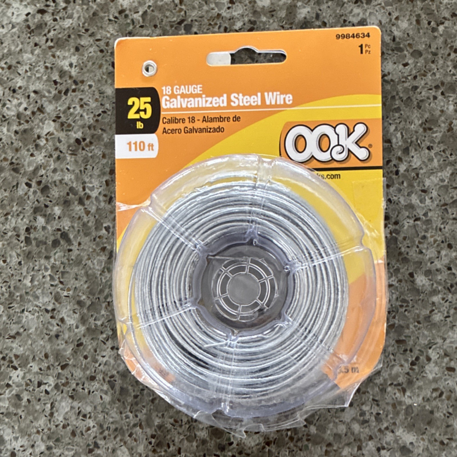 OOK 18 Gauge Galvanized Steel Wire 110 ft 25 lb Wire Type MPN 9984634