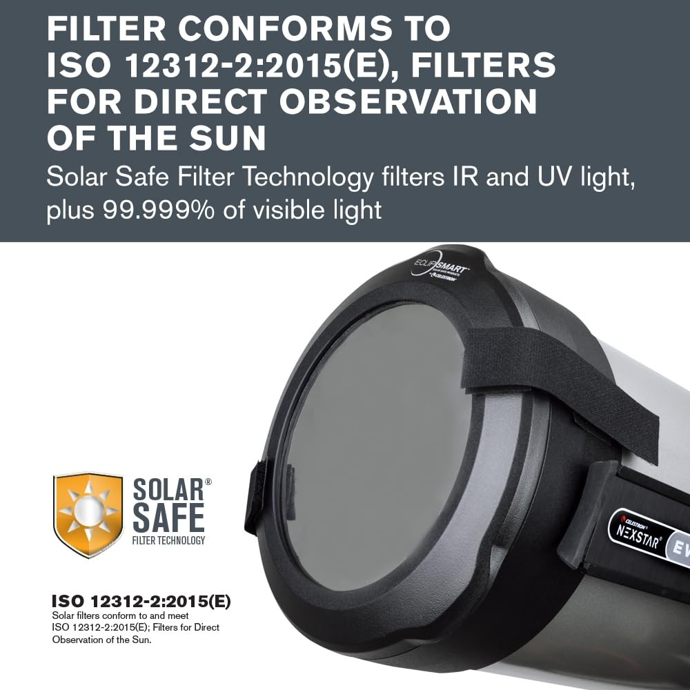 94244 EclipSmart Solar Eclipse Telescope Filter – ISO 12312-2 Compliant, Secu...