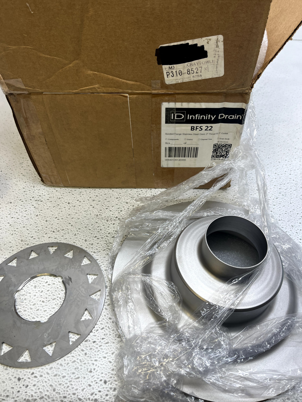 Infinity Drain BFS 22 Bonded Flange Stainless Steel 2" throat